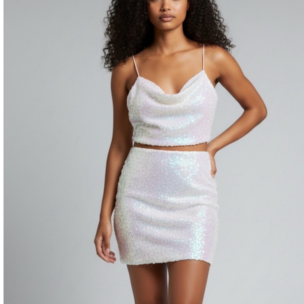 B. Smart White Sequin Ensemble
